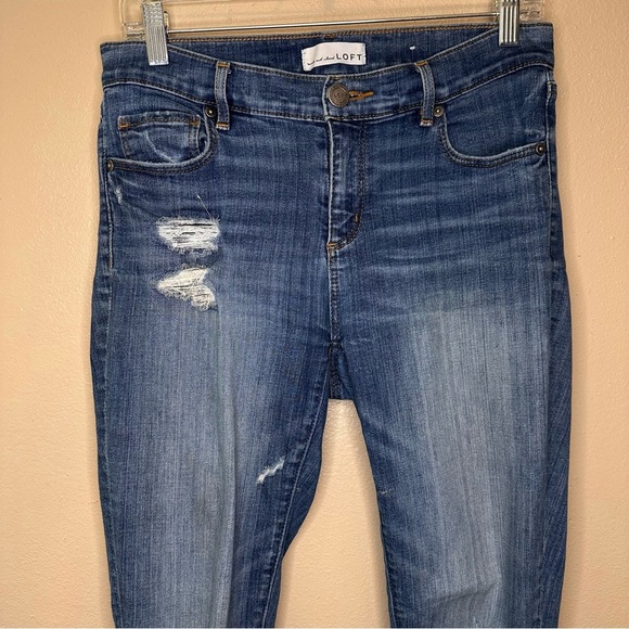 Loft Women's Modern Skinny Distressed Blue Jeans Size 27/4 - Picture 3 of 10